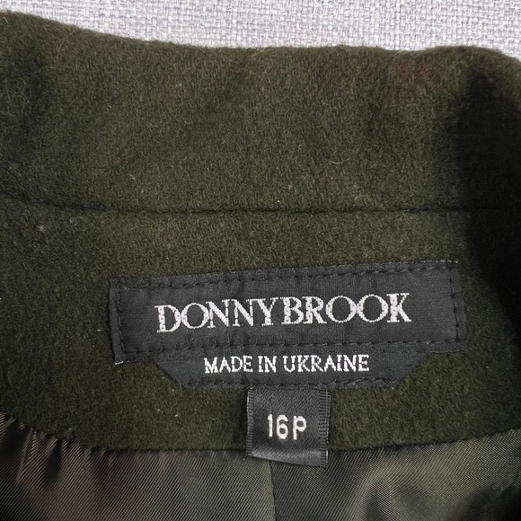 Donnybrook Wool Overcoat Double Breasted Women 16P Dark Green Classic Ukraine - Picture 4 of 12